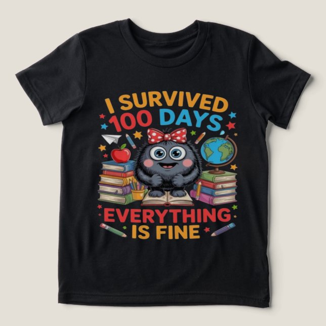 I Survived 100 Days Cute Monster Shirt (Design Vorderseite)