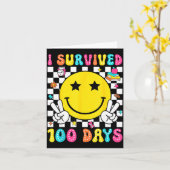 I Survived 100 Days Of School Boys Kids 100th Day  Karte (Gelbe Blume)
