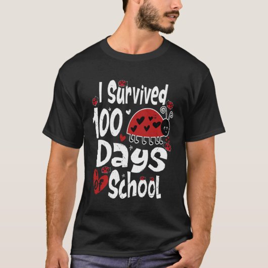 I Survived 100 Days Of School Bug Teacher Kids lad T-Shirt (Vorderseite)