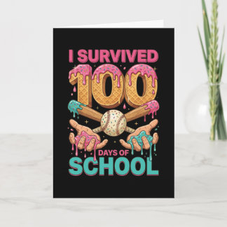 I Survived 100 Days of School Ice Cream Drip Karte