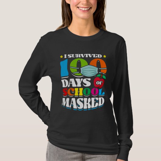 I Survived 100 Days Of School Masked Pupils Home S T-Shirt (Vorderseite)