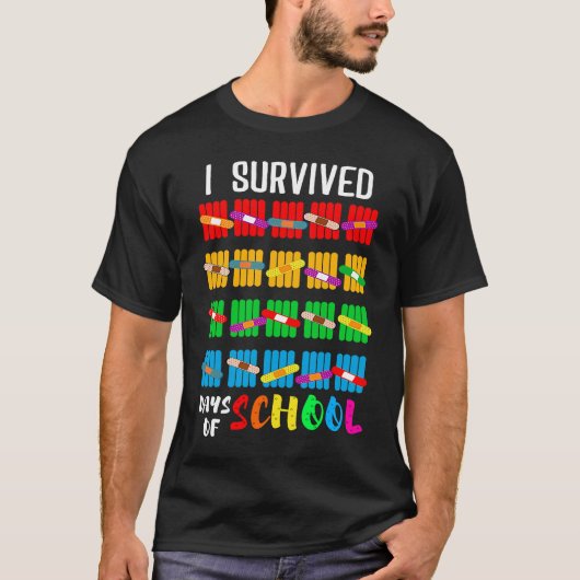 I Survived 100 Days of School Students Teachers T-Shirt (Vorderseite)