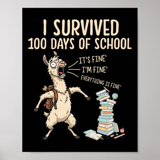 I Survived 100 Days Of School Teacher Funny 100th  Poster (Vorne)