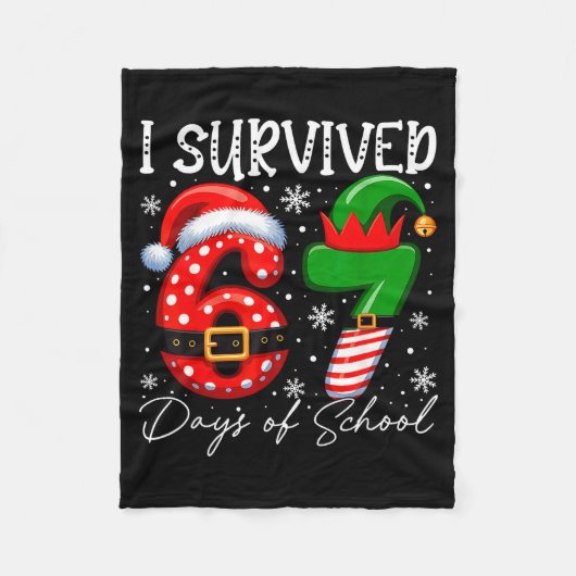I Survived 67 Day Of School Funny 67 Xmas Santa El Fleecedecke (Vorderseite)