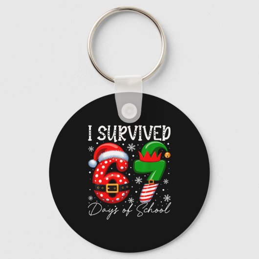 I Survived 67 Day Of School Funny 67 Xmas Santa El Schlüsselanhänger (Vorderseite)