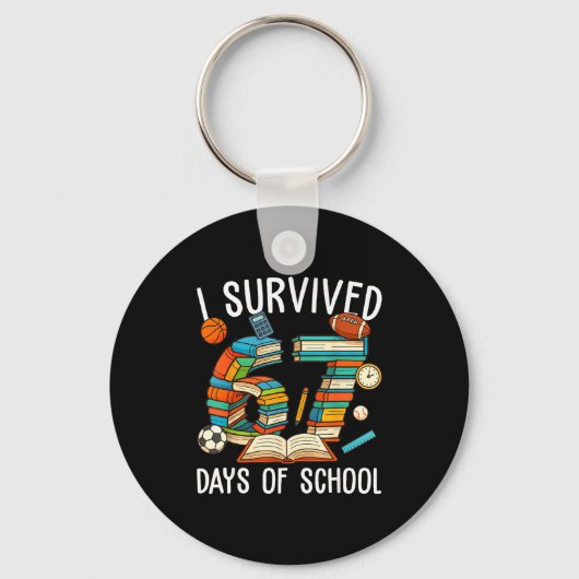 I Survived 67 Day Of School Funny Kids Boys Six Se Schlüsselanhänger (Vorderseite)