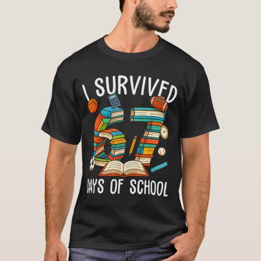 I Survived 67 Day Of School Funny Kids Boys Six Se T-Shirt (Vorderseite)