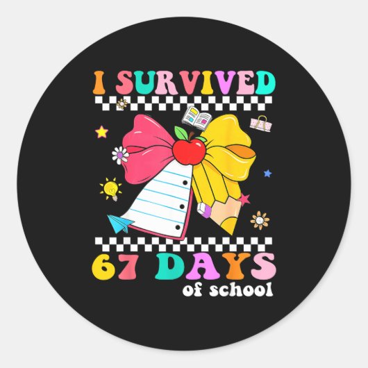 I Survived 67 Day Of School Notebook Teachers And Runder Aufkleber (Vorderseite)