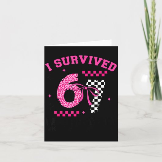 I Survived 67 Days Leopard Checkered 67 Kindergart Karte (Vorderseite)