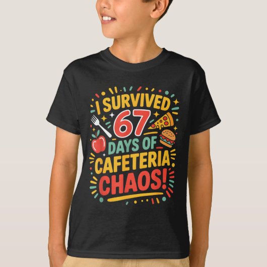 I Survived 67 Days Of Cafeteria Chaos 6 7 Meme Lun T-Shirt (Vorderseite)
