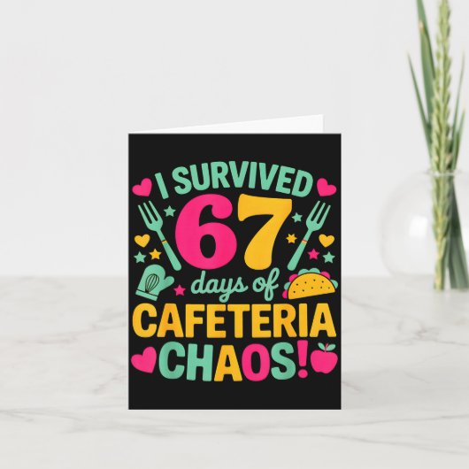 I Survived 67 Days Of Cafeteria Chaos Cute Food Lu Karte (Vorderseite)