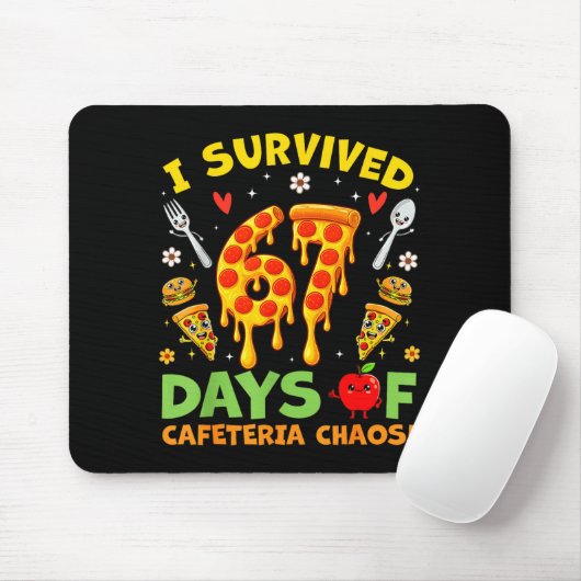 I Survived 67 Days Of Cafeteria Chaos Funny Boy Gi Mousepad (Mit Mouse)