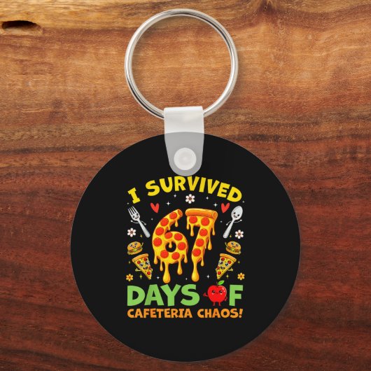 I Survived 67 Days Of Cafeteria Chaos Funny Boy Gi Schlüsselanhänger (Vorderseite)