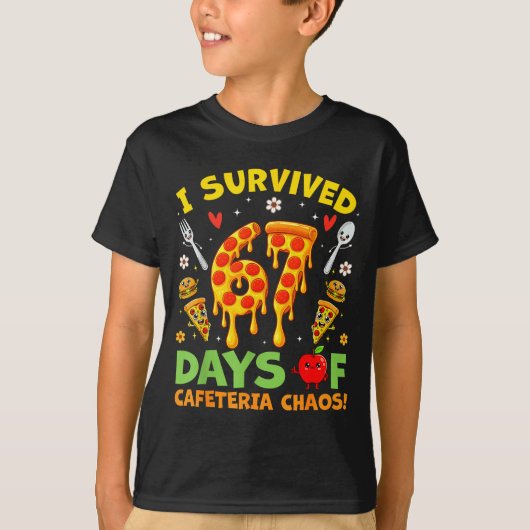 I Survived 67 Days Of Cafeteria Chaos Funny Boy Gi T-Shirt (Vorderseite)