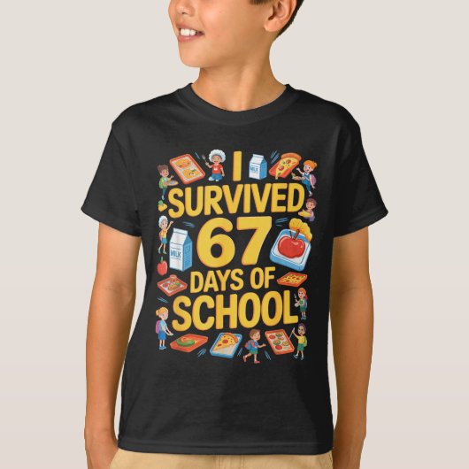 I Survived 67 Days Of Cafeteria Chaos Lunch Lady F T-Shirt (Vorderseite)