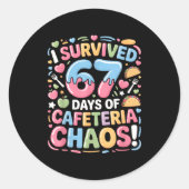 I Survived 67 Days Of Cafeteria Chaos Meme Lunch M Runder Aufkleber (Vorderseite)