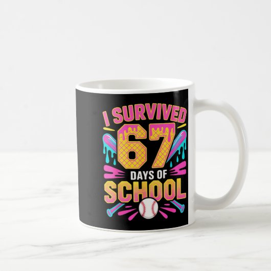 I Survived 67 Days Of School 67 Meme Baseball Ice  Kaffeetasse (Rechts)