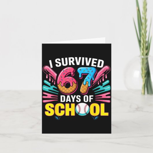 I Survived 67 Days Of School 67 Meme Baseball Ice Karte (Vorderseite)