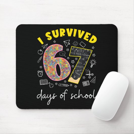 I Survived 67 Days Of School 67 Meme Rainbow Math  Mousepad (Mit Mouse)