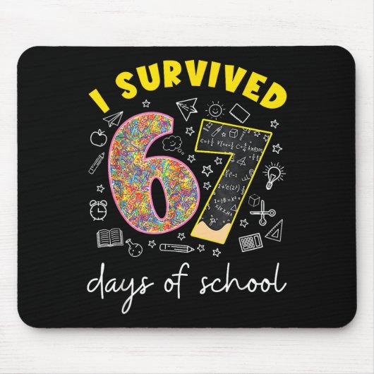 I Survived 67 Days Of School 67 Meme Rainbow Math Mousepad (Vorne)