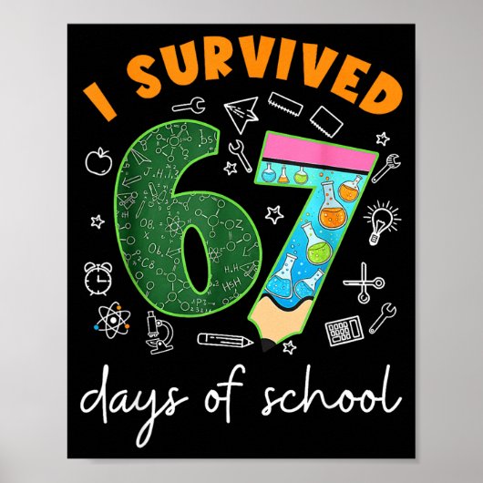 I Survived 67 Days Of School 67 Meme Science Teach Poster (Vorne)