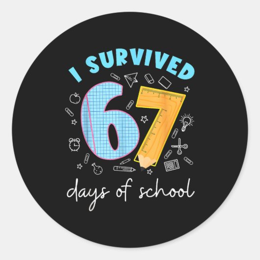 I Survived 67 Days Of School 67 Meme Science Teach Runder Aufkleber (Vorderseite)