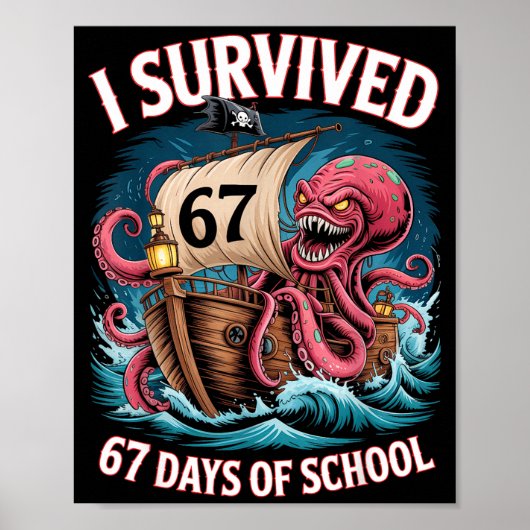 I Survived 67 Days Of School 6-7 Boys Kids Rate Oc Poster (Vorne)