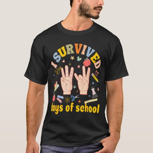 I Survived 67 Days Of School American Sign Languag T-Shirt (Vorderseite)