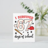 I Survived 67 Days of School Baseball Sport 100 Postkarte (Stehend Vorderseite)