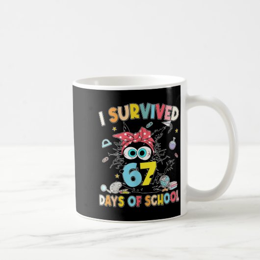 I Survived 67 Days Of School Black Cat Teachers St Kaffeetasse (Rechts)