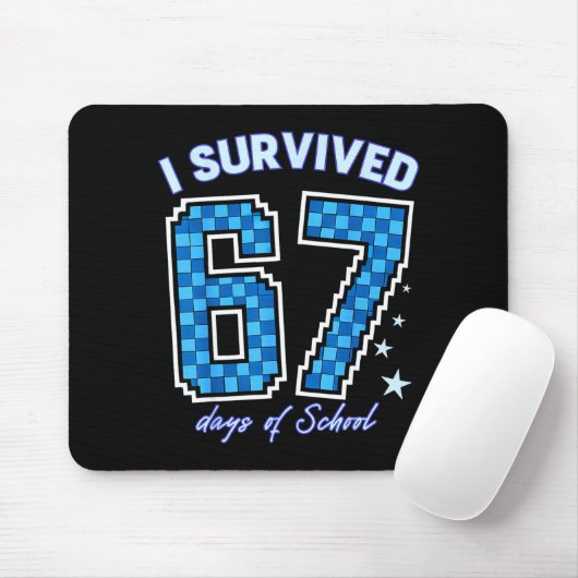 I Survived 67 Days Of School Boys Kids 100 Days Of Mousepad (Mit Mouse)