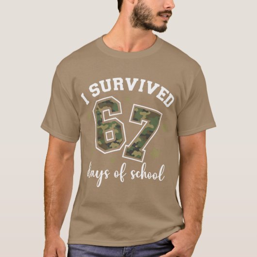 I Survived 67 Days of School Camo Si Seven 67 Meme T-Shirt (Vorderseite)
