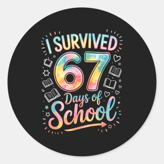 I Survived 67 Days Of School Celebration Runder Aufkleber (Vorderseite)