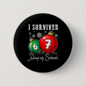 I Survived 67 Days Of School Christmas Candy Cane  Button (Vorderseite)