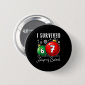 I Survived 67 Days Of School Christmas Candy Cane Button (Vorne & Hinten)
