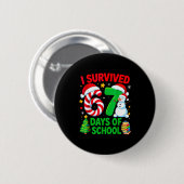 I Survived 67 Days Of School Christmas Candy Cane  Button (Vorne & Hinten)