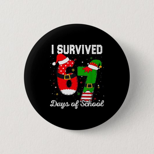 I Survived 67 Days Of School Christmas Candy Cane Button (Vorderseite)