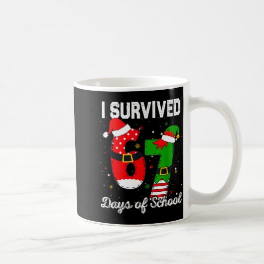 I Survived 67 Days Of School Christmas Candy Cane  Kaffeetasse (Rechts)