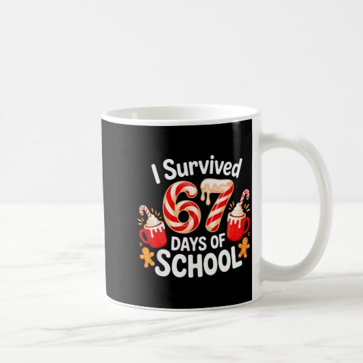 I Survived 67 Days Of School Christmas Candy Cane Kaffeetasse (Rechts)