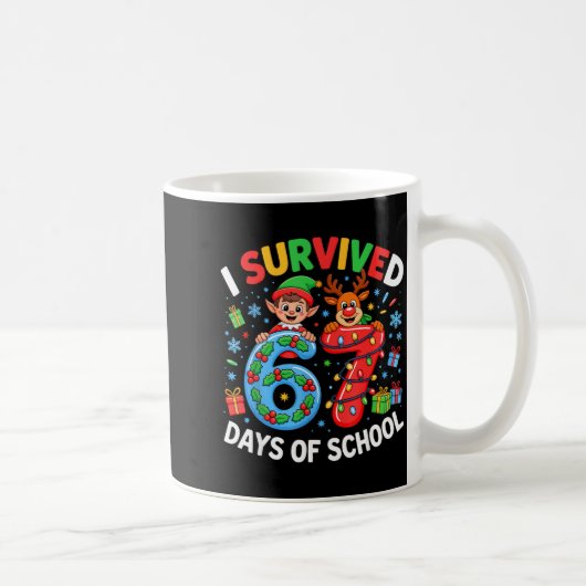 I Survived 67 Days Of School Christmas Candy Cane Kaffeetasse (Rechts)