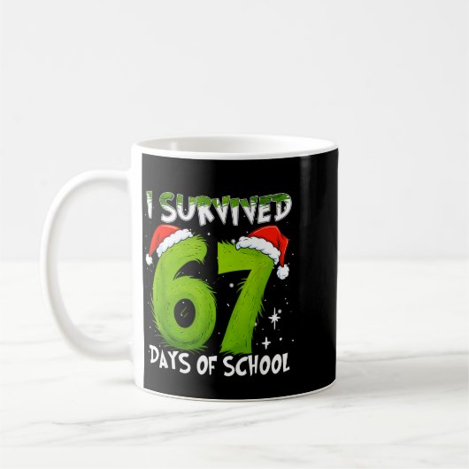 I Survived 67 Days Of School Christmas Candy Cane Kaffeetasse (Links)