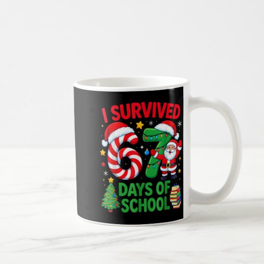 I Survived 67 Days Of School Christmas Candy Cane Kaffeetasse (Rechts)