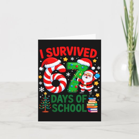 I Survived 67 Days Of School Christmas Candy Cane  Karte (Vorderseite)