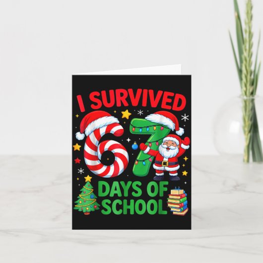 I Survived 67 Days Of School Christmas Candy Cane  Karte (Vorderseite)