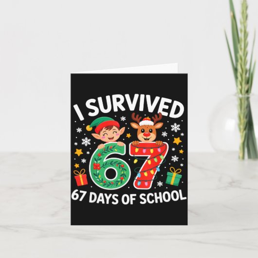 I Survived 67 Days Of School Christmas Candy Cane  Karte (Vorderseite)