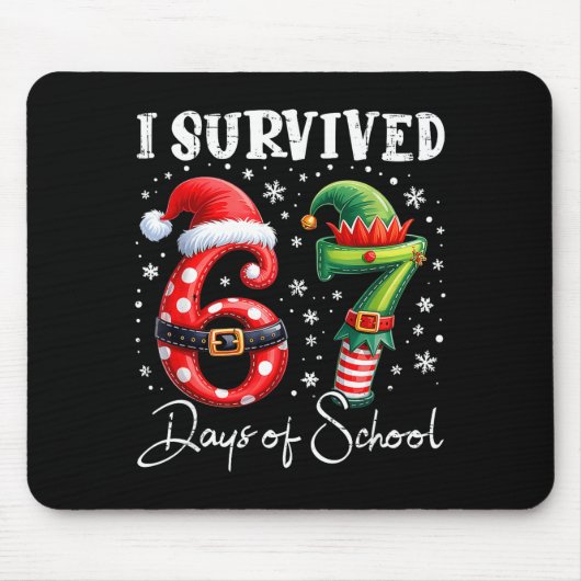 I Survived 67 Days Of School Christmas Candy Cane  Mousepad (Vorne)