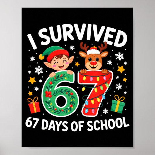 I Survived 67 Days Of School Christmas Candy Cane  Poster (Vorne)