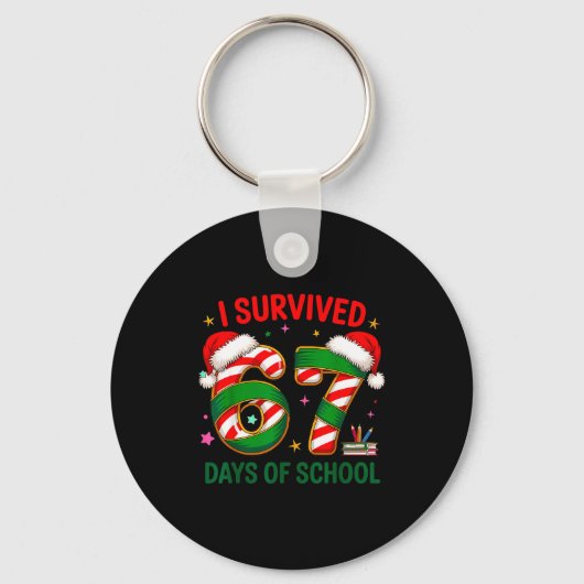 I Survived 67 Days Of School Christmas Candy Cane Schlüsselanhänger (Vorderseite)