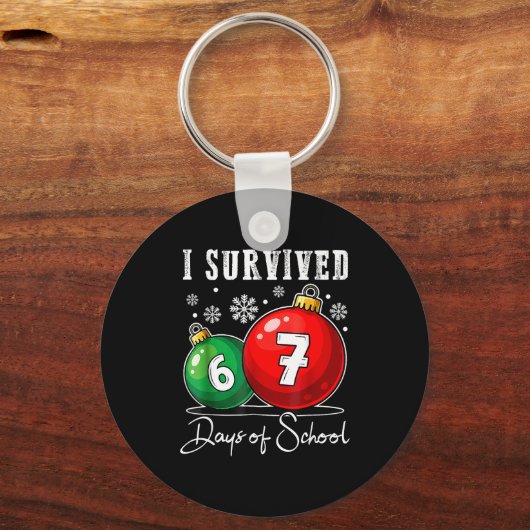 I Survived 67 Days Of School Christmas Candy Cane  Schlüsselanhänger (Vorderseite)