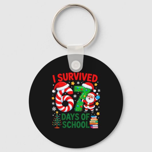 I Survived 67 Days Of School Christmas Candy Cane Schlüsselanhänger (Vorderseite)